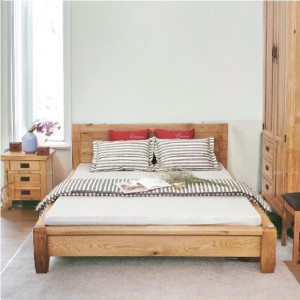 Giường Nhật 02 - Nệm 1m4 x 2m : Giường Ngủ Gỗ Sồi